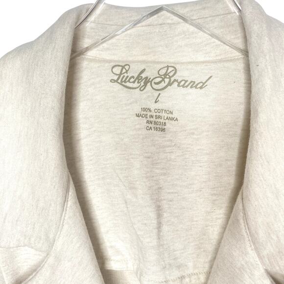 Lucky Brand Womens Cream 100% Cotton Double Breasted 2 pocket Pea Coat Sz Large - Picture 3 of 10